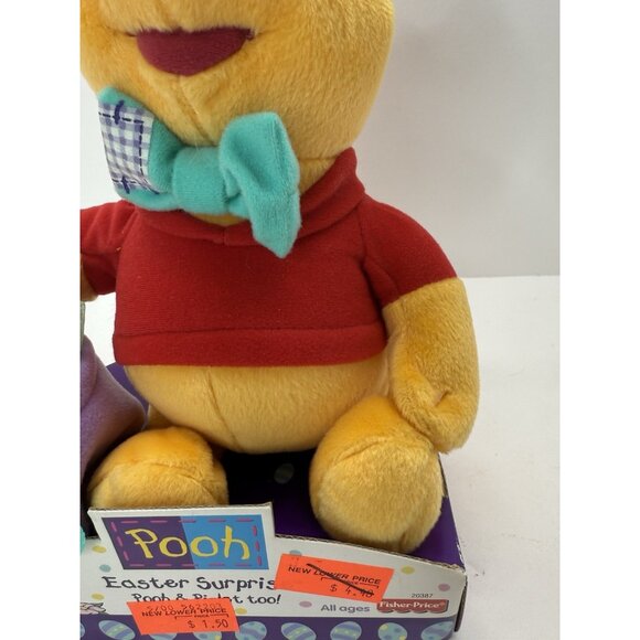 Disney Winnie The Pooh Plush Carrying Piglet Basket Stuffed Animal Mattel 1998 - Picture 3 of 9